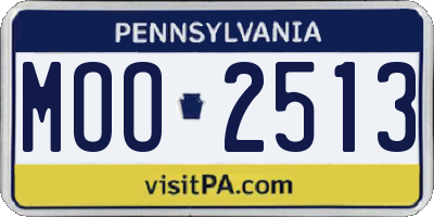 PA license plate MOO2513