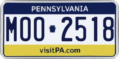 PA license plate MOO2518