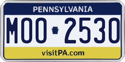 PA license plate MOO2530
