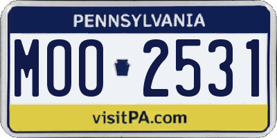 PA license plate MOO2531
