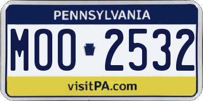 PA license plate MOO2532
