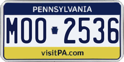 PA license plate MOO2536