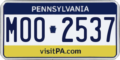 PA license plate MOO2537