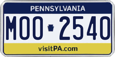 PA license plate MOO2540