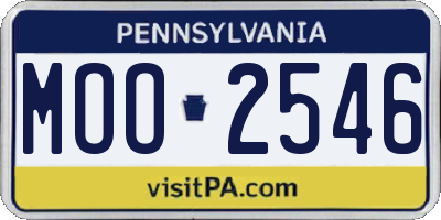 PA license plate MOO2546