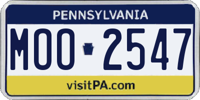 PA license plate MOO2547