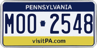 PA license plate MOO2548