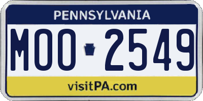 PA license plate MOO2549
