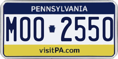 PA license plate MOO2550