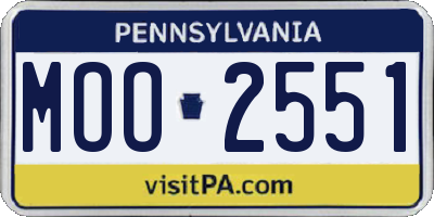 PA license plate MOO2551