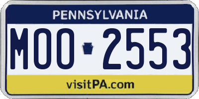 PA license plate MOO2553