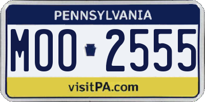 PA license plate MOO2555
