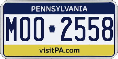 PA license plate MOO2558