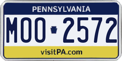 PA license plate MOO2572