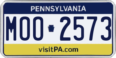 PA license plate MOO2573