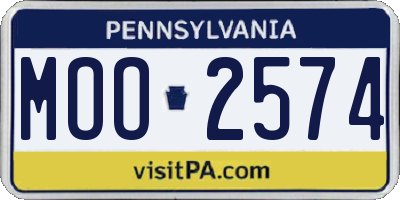 PA license plate MOO2574