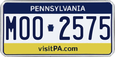 PA license plate MOO2575