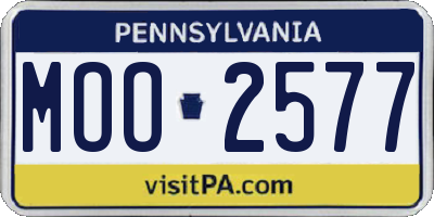 PA license plate MOO2577