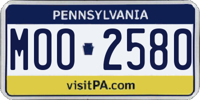 PA license plate MOO2580