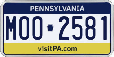 PA license plate MOO2581