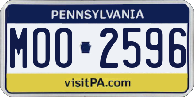 PA license plate MOO2596
