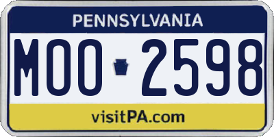 PA license plate MOO2598