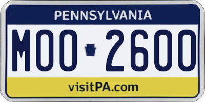 PA license plate MOO2600