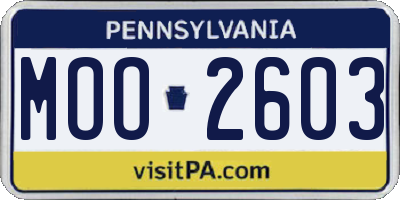 PA license plate MOO2603