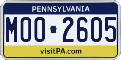 PA license plate MOO2605