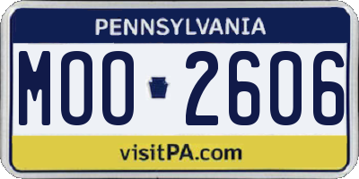 PA license plate MOO2606