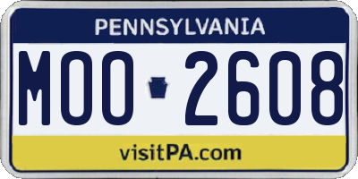 PA license plate MOO2608
