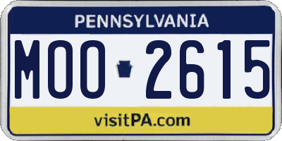PA license plate MOO2615