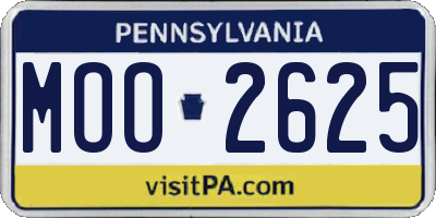 PA license plate MOO2625