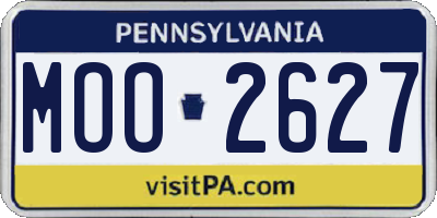 PA license plate MOO2627