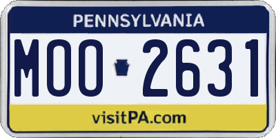 PA license plate MOO2631