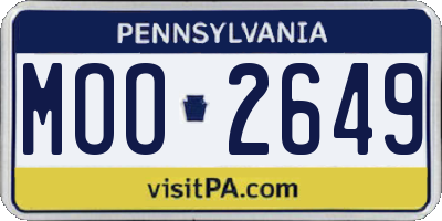 PA license plate MOO2649