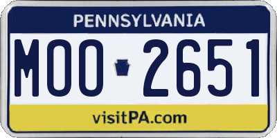 PA license plate MOO2651