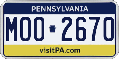 PA license plate MOO2670