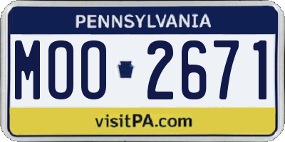 PA license plate MOO2671