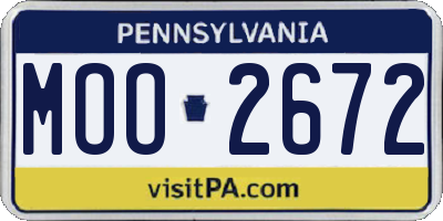 PA license plate MOO2672