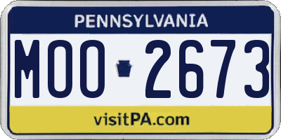 PA license plate MOO2673