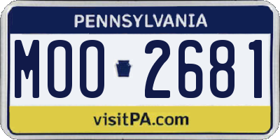 PA license plate MOO2681