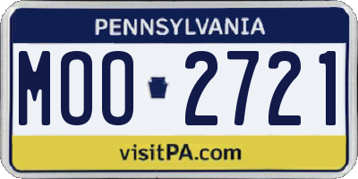 PA license plate MOO2721