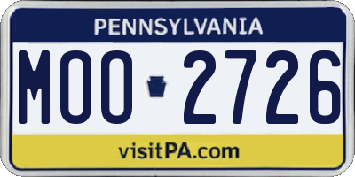 PA license plate MOO2726