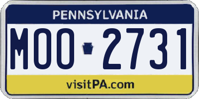 PA license plate MOO2731