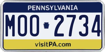 PA license plate MOO2734