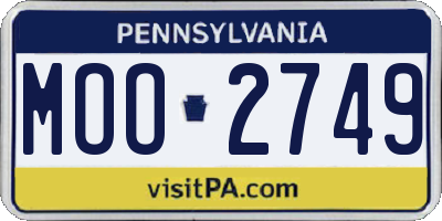 PA license plate MOO2749