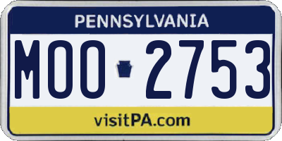 PA license plate MOO2753