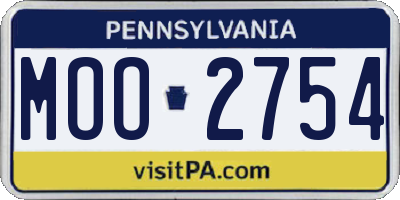 PA license plate MOO2754