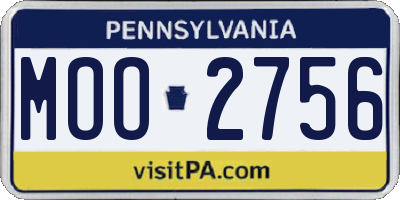 PA license plate MOO2756